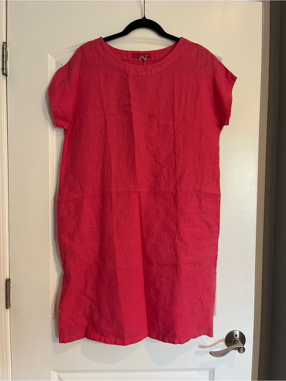 Women’s Casual Pink Short-Sleeve Linen Dress